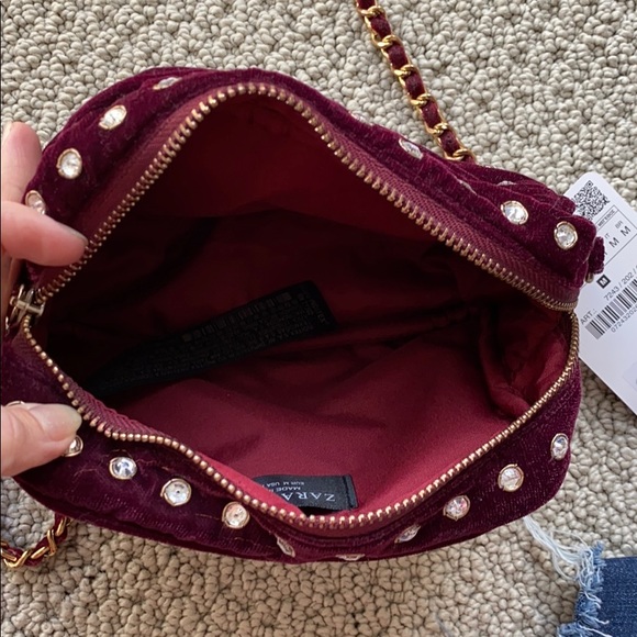 Zara Velvet Handbag with Shimmer - Picture 7 of 8
